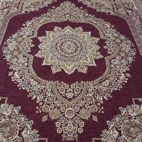 تصویر 2 از رو فرشی 6 متری مخمل زرشکی با جلوه شیک برای سالن و پذیرایی